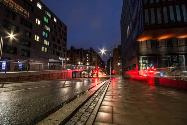 Hamburg Allemagne Juillet 2018 Quartier Des Entrepôts Hambourg Speicherstadt Nuit — Photo