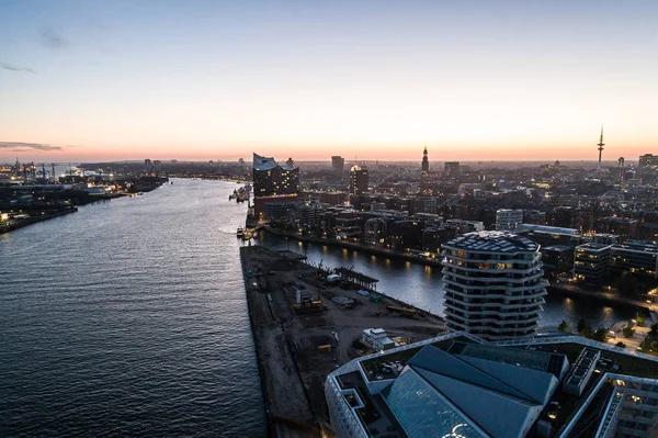 Veduta Aerea Del Quartiere Portuale Sala Concerti Elbphilharmonie Centro Amburgo — Foto Stock