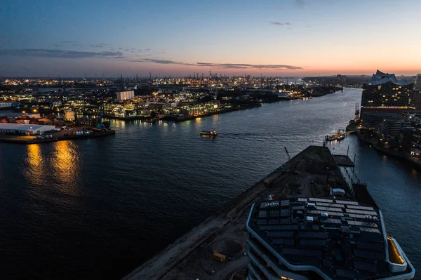 Vista Aérea Del Distrito Portuario Sala Conciertos Elbphilharmonie Centro Hamburgo — Foto de Stock