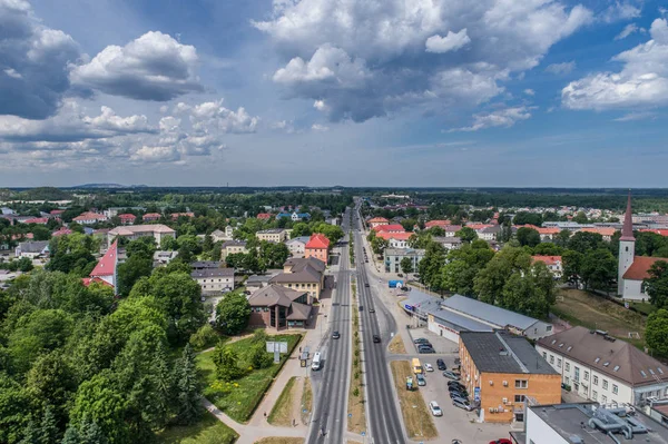 Flygfoto Över Staden Vid Solnedgången Vacker Höst Stad Landskap — Stockfoto