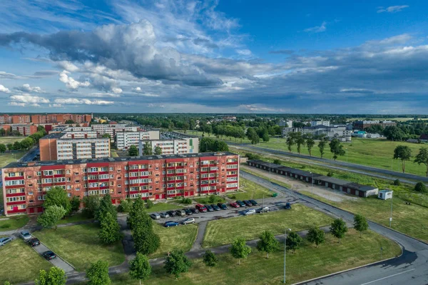 Stadslandskap Med Moderna Byggnader Flygbilder — Stockfoto