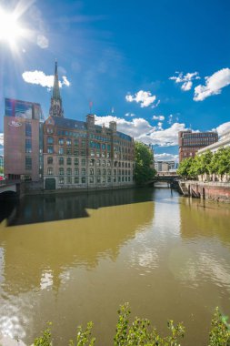 Hamburg, Almanya - 30 Haziran 2018: Hamburg'un Depo bölgesi (Speicherstadt), Almanya.