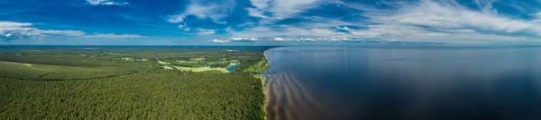 Flygvy Över Blue Lake Och Sandy Beach Coast Naturlandskap — Stockfoto