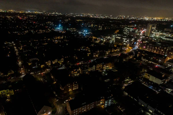 Вид Воздуха Гамбург Ночью Германия Рождество Станция Вандсбек Городское Движение — стоковое фото