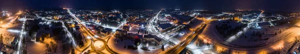 Vista Aérea Cidade Noite Inverno Paisagem Inverno Incrível — Fotografia de Stock