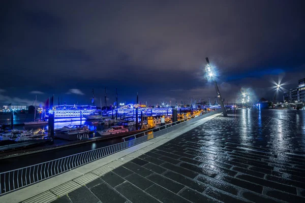 Hamburg Alemania Julio 2018 Distrito Almacenes Hamburgo Speicherstadt Por Noche — Foto de Stock