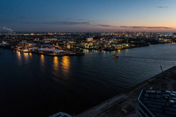 Liman Bölgesinin Havadan Görünümü Elbphilharmonie Konser Salonu Hamburg Şehir Merkezi — Stok fotoğraf