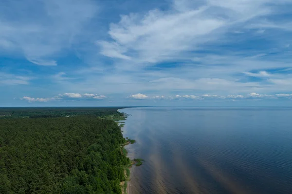 Vue Aérienne Lac Bleu Côte Plage Sable Paysage Naturel — Photo