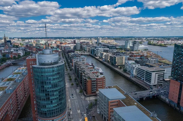 Vista Aérea Del Increíble Puerto Hamburgo Alemania Barcos Barcos Hermosos — Foto de Stock