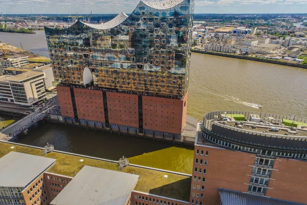 Hamburg Germania Giugno 2018 Veduta Aerea Elbphilharmonie Amburgo Estate Paesaggio — Foto Stock