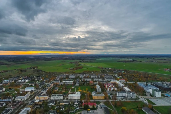 Aerial View City Autumn Season Small Town Eastern Europe Panorama — Stock Photo, Image