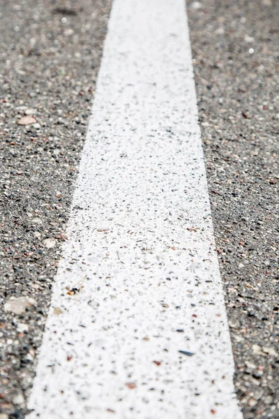 Road marking on asphalt. Painted signs on the roadway for drivers of various vehicles. Dotted line and arrows. Belarus