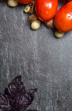 koyu bir doğal arka plan üzerinde bahçeden sebze