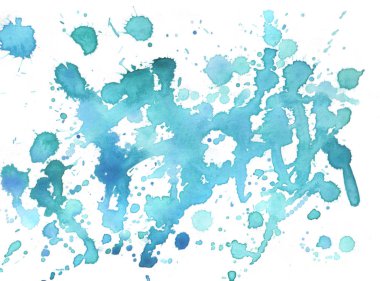 Suluboya boyalı mavi sıçramaları ile soyut arka plan