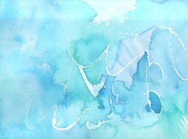 Suluboya çizilen çizgileri kullanarak mavi soyut arka plan