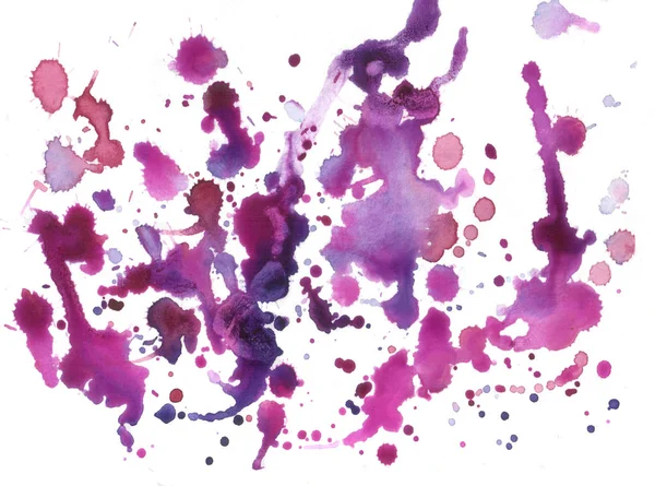 Abstract background with purple splashes painted in watercolor