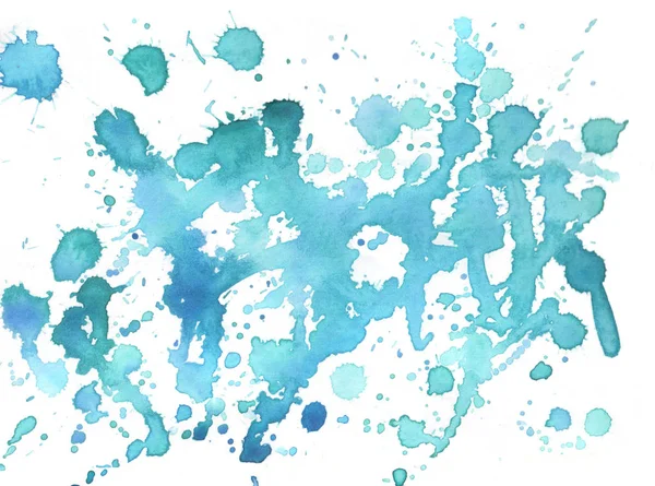 Suluboya boyalı mavi sıçramaları ile soyut arka plan