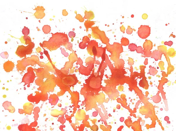 Abstract background with orange splashes painted in watercolo