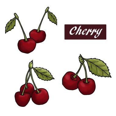 beyaz zemin üzerine kırmızı kiraz ayarla