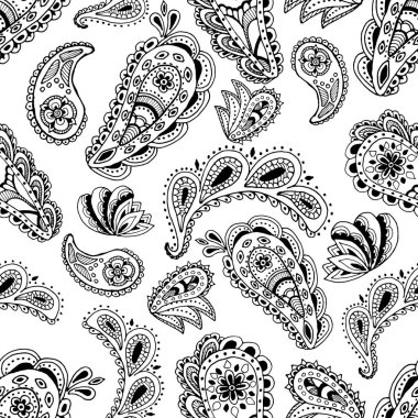 Dikişsiz desen 'salatalık'. Beyaz arka planda siyah kontur