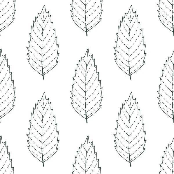 Seamless pattern with chestnut leaves. Graphic drawing style.