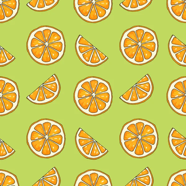 Yeşil arka plan üzerinde portakal ile dikişsiz desen.