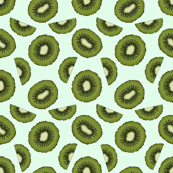 Padrão Sem Costura Com Kiwi Fundo Verde — Fotografia de Stock