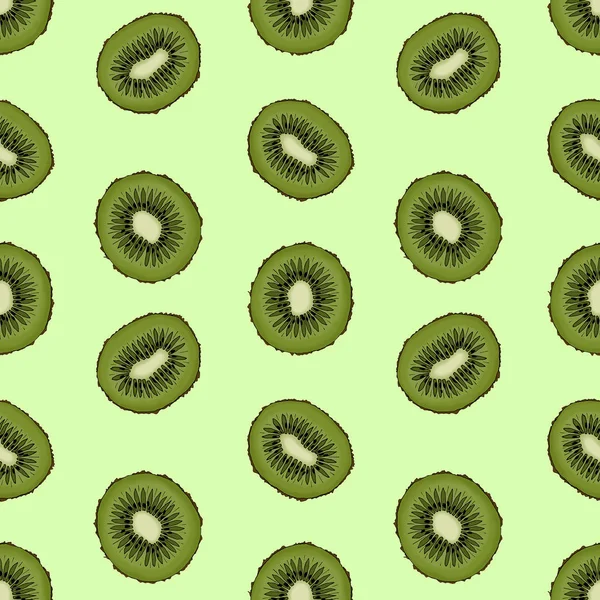 Yeşil arka planda kivi ile dikişsiz desen.