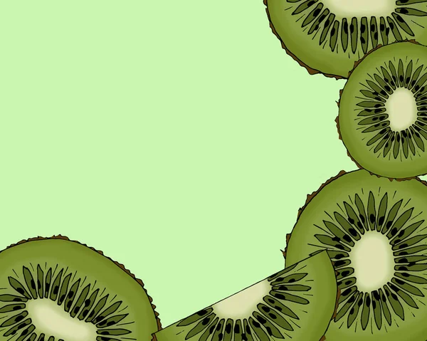 Kiwi Målade Grön Bakgrund — Stockfoto