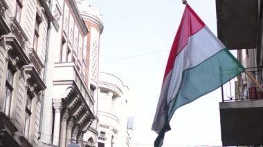 rüzgarda sallayarak bir Macar bayrağı