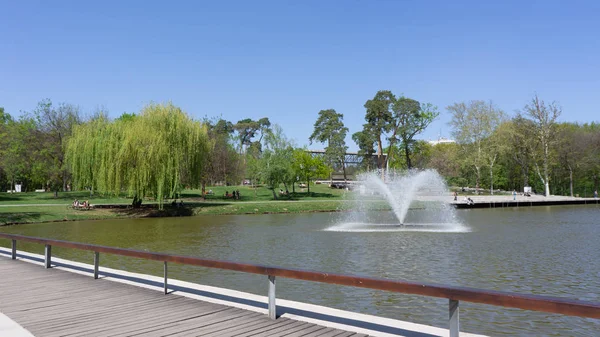Debrecen Hungary 04 19 2019 turistler ve yerliler Debrecens Great Forest Park'ta iyi vakit ler din