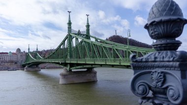 Budapeşte Macaristan 03 16 2019 turistler ve yerliler Budapeşte Özgürlük Köprüsü çapraz