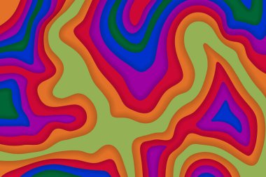 Papercut çoklu katmanlar 3d renk doku vektör arka plan. Soyut topografya konsept tasarımı veya Web sitesi şablonu için akan sıvı illüstrasyon. 