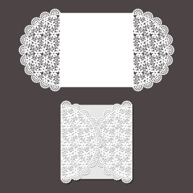 Laser cut envelope template for invitation wedding card clipart
