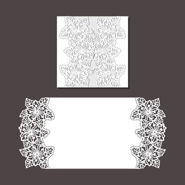 Шаблон лазерного вирізання конверта для запрошення на весільну листівку — стоковий вектор