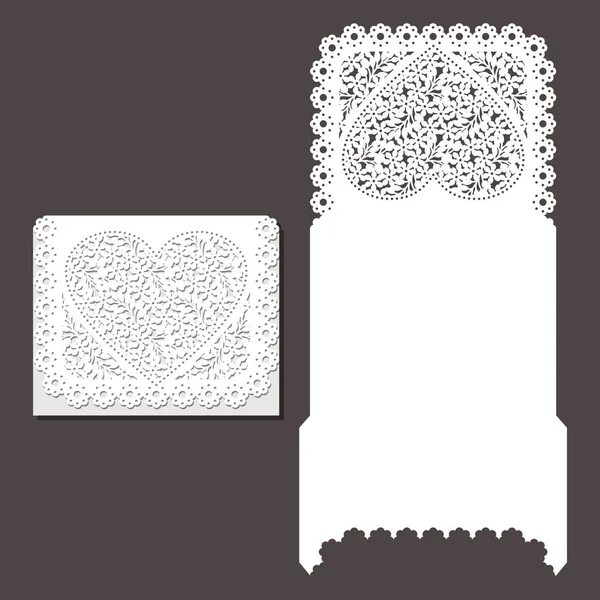 Laser cut envelope template for invitation wedding card — Stock Vector