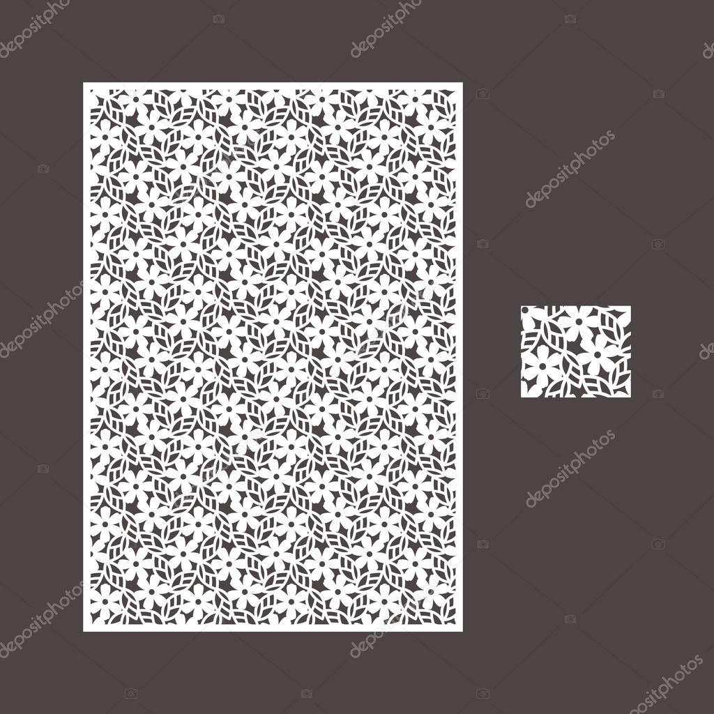 Laser cut vector panel and the seamless pattern for decorative panel. A picture suitable for printing, engraving, laser cutting paper, wood, metal, stencil manufacturing