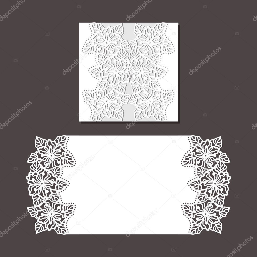 Laser cut envelope template for invitation wedding card