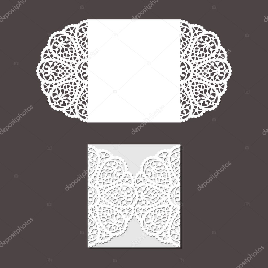 Laser cut envelope template for invitation wedding card