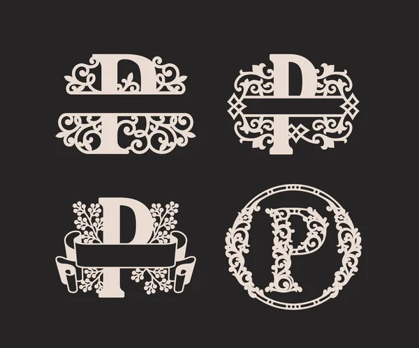 Alfabetet Split Monogram Split Letter Monogram Alphabet Frame Font Mall — Stock vektor