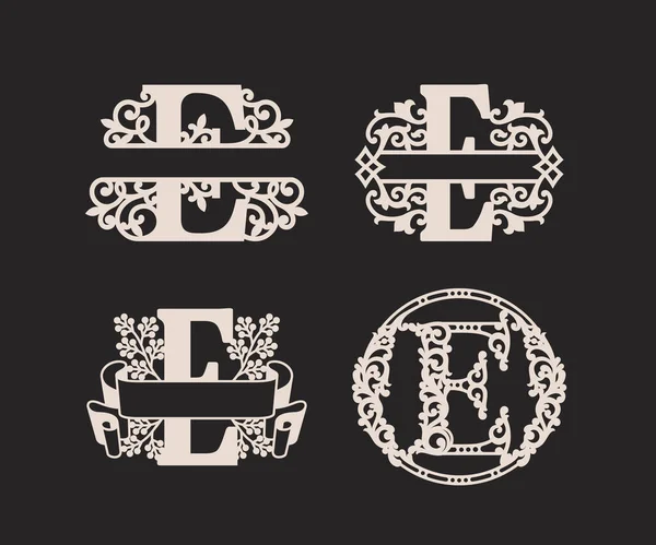 Alfabetet Split Monogram Split Letter Monogram Alphabet Frame Font Mall Royaltyfria illustrationer