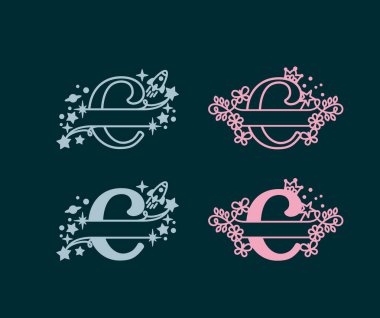 Alfabe Böl Monogramları. Bebek ismi monogramı. Harf Monogramını böl. Alfabe Çerçeve Yazıtipi. Lazer şablonu kesti. İlk harfler..