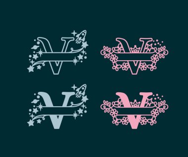 Alfabe Böl Monogramları. Bebek ismi monogramı. Harf Monogramını böl. Alfabe Çerçeve Yazıtipi. Lazer şablonu kesti. İlk harfler..