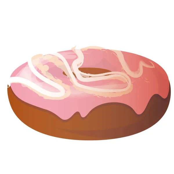 Donut Pink Icing White Chocolate Illustration — Stock Vector