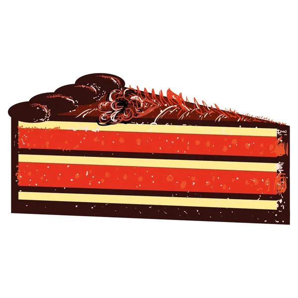Slice Strawberry Chocolate Cake Illustration — Stok Vektör