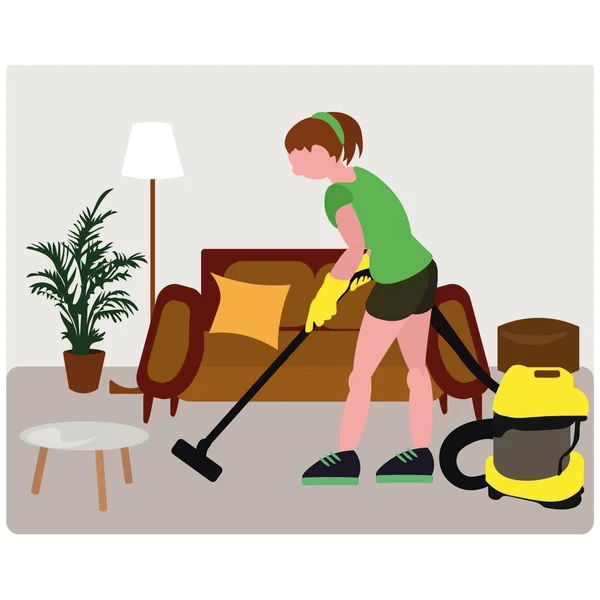 Προσωπικό Καθαρισμού Στο Γραφείο Στο Σπίτι Απεικόνιση Rgb — Διανυσματικό Αρχείο