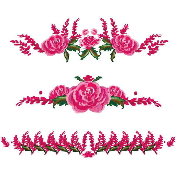 Elementos Rosas Ilustración Marco Lugar Para Una Inscripción Tarjeta — Vector de stock