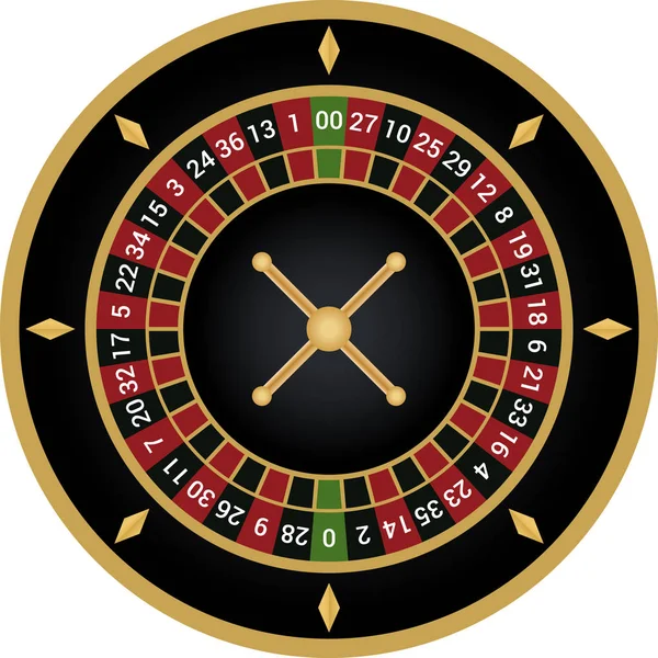 赌场美国轮盘赌矢量黑色和金色 — 图库矢量图片