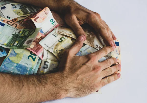 farklı değereuro banknotlar yığınları toplama