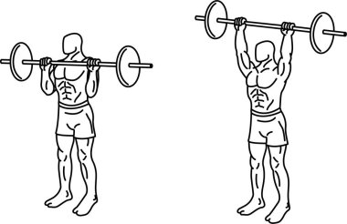 Deadlift' e. Egzersizler ve ağırlıkları ile eğitim. vektör illüstrasyon